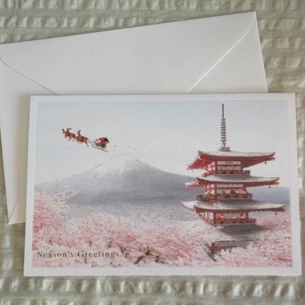 日本の風景のクリスマスカード 富士山と桜と四重の塔とサンタクロース ネコポス可 Buyee 日本代购平台 产品购物网站大全 Buyee一站式代购 Bot Online