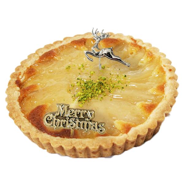 サクサクのシュクレ生地に、香ばしいアーモンドの生地を入れ、和歌山産の洋梨のコンポートを敷き詰め、ピスタチオとオーナメントで飾り付けたちょっと大人でオシャレなクリスマスケーキ。和歌山県北部橋本市の米本さんが減農薬でこだわって作られた洋梨の 風...