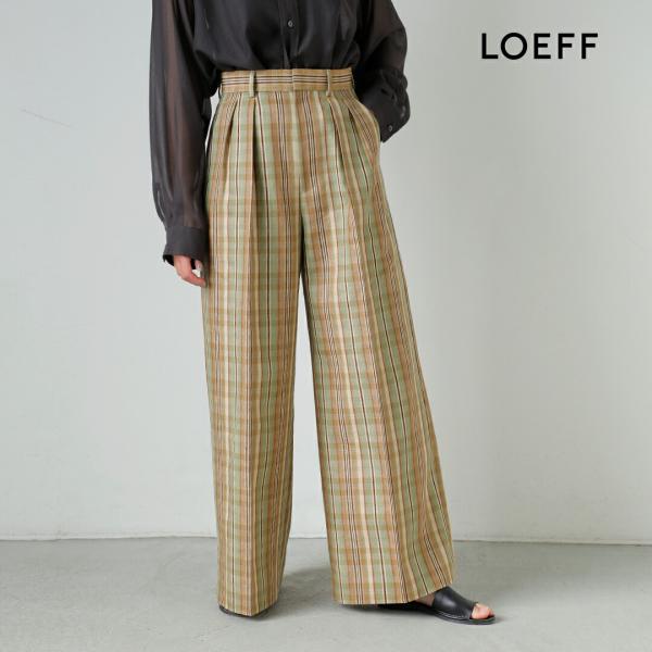 セール【60%OFF】ロエフ LOEFF チェック ヘビー バギーパンツ 8814-2-000002 レディース