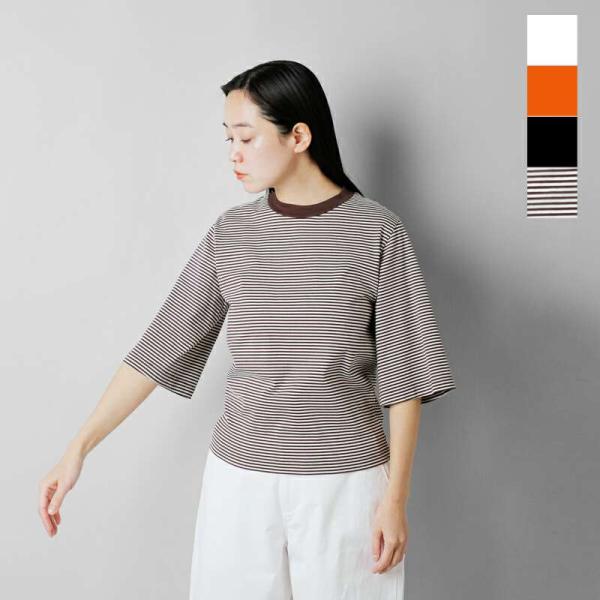 ロエフ LOEFF ブラック シャツ タフタ プルオーバー五分袖ブラウス