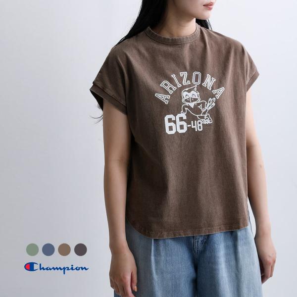 チャンピオン Champion USAコットン フレンチスリーブ プリントTシャツ cw-d308 レディース