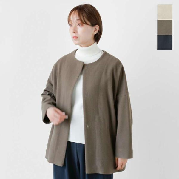 タグ付き　evameva　ウール　ショートコート　sumi E233T182 楽天市場】evam eva エヴァムエヴァ プレスウール ノーカラー