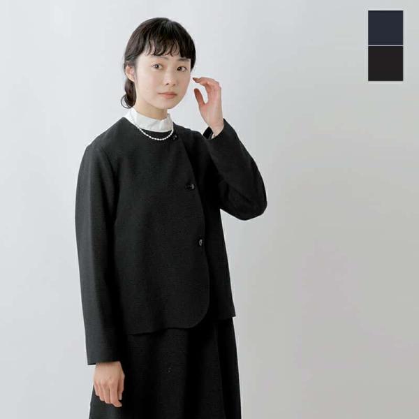 nooy（ヌーイ） ブークレ ジャガード ブラック ノーカラー ジャケット