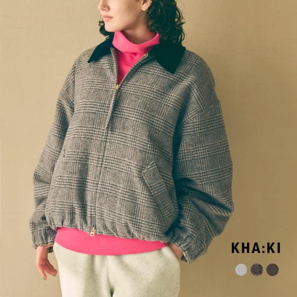 カーキ KHA:KI 尾州リサイクルウール 起毛 ダブルジップジャケット RE-WOOL ZIPUP JACKET mil26fjk3255 レディース 秋冬 2026aw新作
