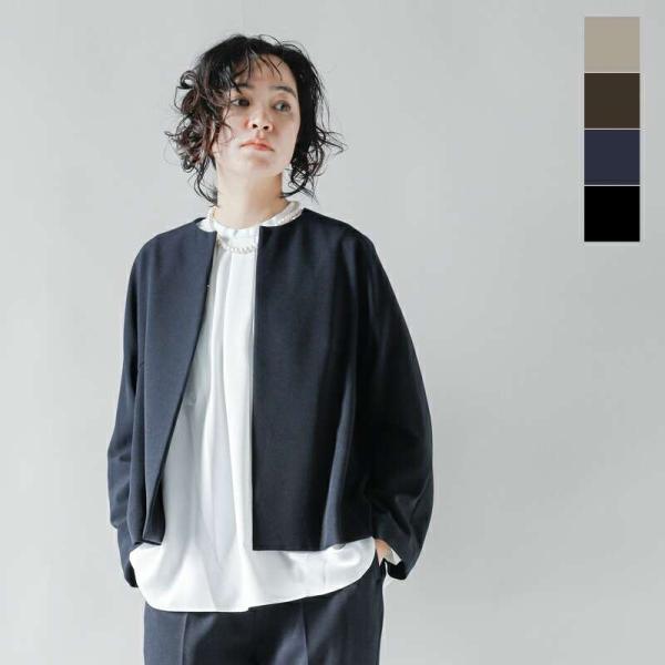 WHYTO（ホワイト） インバーテッド プリーツ ノーカラー ジャケット no