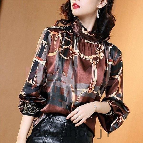 ブラウス レディース トップス シフォンブラウス タートルネック プリント シフォンシャツ きれいめ 長袖 40代 花柄 大人 上品 大きいサイズ フォーマル 通勤 Ol Pbb 嵐商会 通販 Yahoo ショッピング