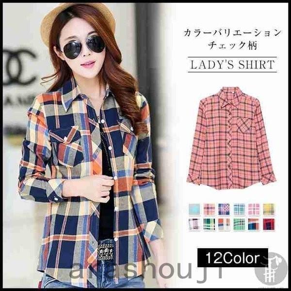 ロングシシャツ レディース チェックシャツ ブラウス チェック柄 トップス カジュアルシャツ 春服 代引不可 Pc7c8 嵐商会 通販 Yahoo ショッピング