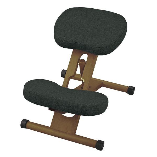 姿勢矯正椅子 幅48.5cm ダークブラック 木製 座面高さ調整可