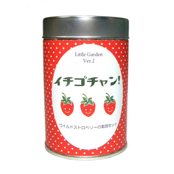 おしゃれでかわいい　ワイルドストロベリーの栽培セット　イチゴチャン　缶で育てる簡易栽培キット　栽培キット　リトルガーデンＶｅｒ．２