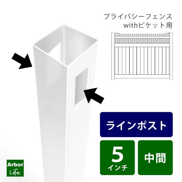プライバシーwithピケット用ラインポスト バイナルフェンス プライバシーフェンス 15M