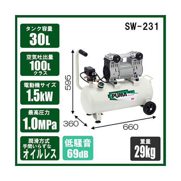 エアーコンプレッサーSW-231 SK11 エアコンプレッサ SW-231 SW-L30LPF-01タンク容量:30L : 山蔵屋