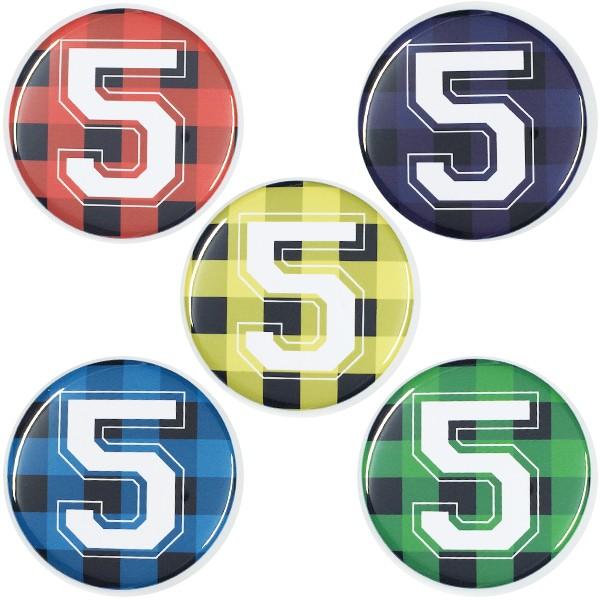 数字缶バッジ-POP- 【5】 選べる5色 New安全ピンタイプ : 缶バッチ通販