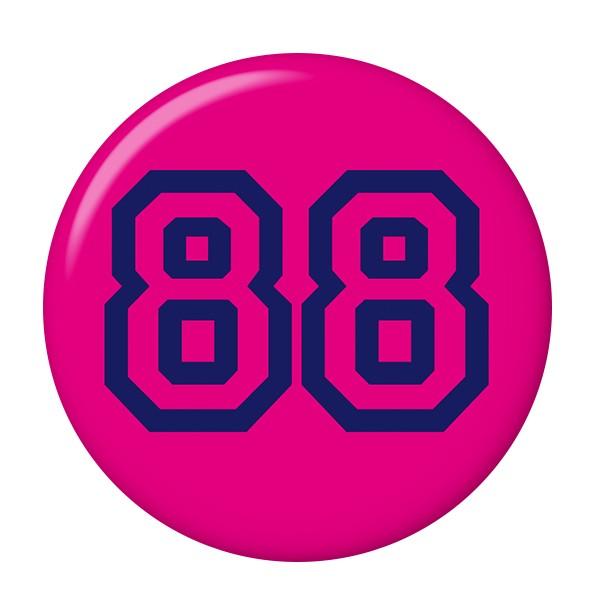背番号缶バッジ 【88】 ピンク New安全ピンタイプ