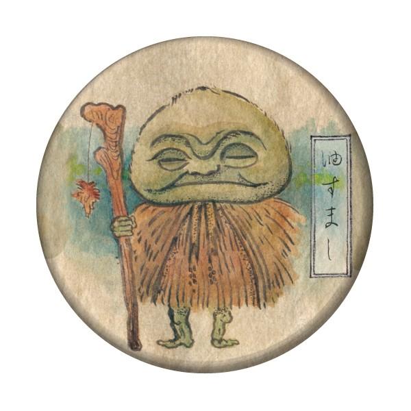 妖怪缶バッジ 【油すまし・ミニブック付き】 キーホルダータイプ : 缶