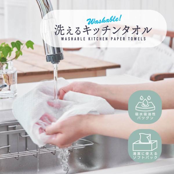 期間限定セール 洗えるキッチンタオル ソフトパック 60枚入り*2ロール たっぷり容量 食器拭き取り 繰り返し使用 水回り 溶けない エコ eco