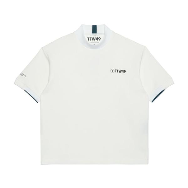 TFW49 モックネック　Tシャツ ホワイト　L ゴルフ TFW49 ゴルフ 半袖 モックネック Tシャツ HALF MOCKNECK TEE ホワイト