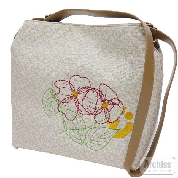 ミラ ショーン Mila Schon ショルダーバッグ ベージュ オフホワイト モノグラム 花 葉 刺繍 フィオーレ スクエア シルエット 2way レディース Msl041 90 S Msl041 90 Archiss 通販 Yahoo ショッピング