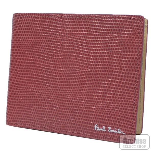 ポールスミス Paul Smith 2折財布 二つ折り 二つ折財布 レッド 赤 リザード 型押し レザー 内側 ベージュ メンズ 紳士 Psu095 24 S Psu095 24 Archiss 通販 Yahoo ショッピング