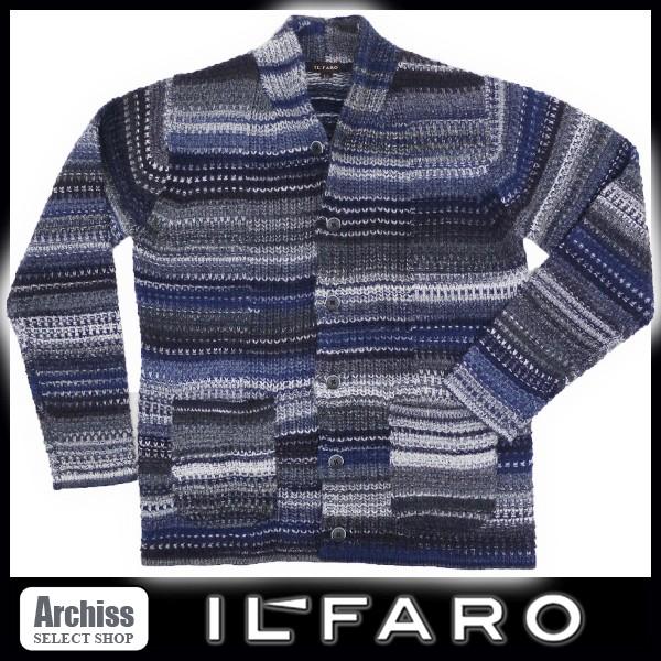 イルファーロilfaro ニット カーディガン メンズ ブルー系 霜降り グラデーションボーダー柄 Llサイズ S S Archiss 通販 Yahoo ショッピング