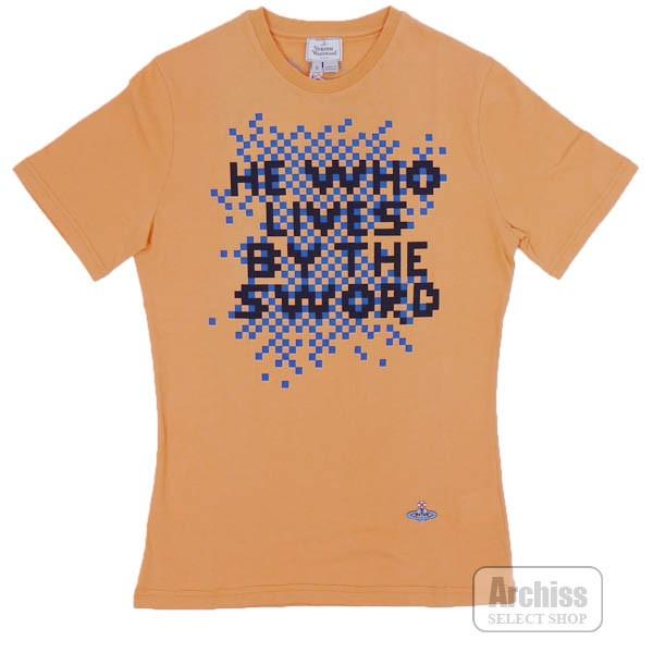 ヴィヴィアンウエストウッドマン Vivienne Westwood Man Tシャツ 半袖 薄オレンジ ネイビー ドット絵 プリント オーブ刺繍入り Sサイズ Vi V9 730 S S Archiss 通販 Yahoo ショッピング