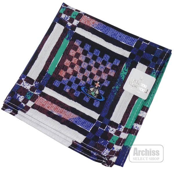 ヴィヴィアンウエストウッド Vivienne Westwood ハンカチ ぼかし ブルー 赤 ハンドライト ブロックチェック 格子柄 オーブ 刺繍入り メンズ 男女兼用 S S Archiss 通販 Yahoo ショッピング