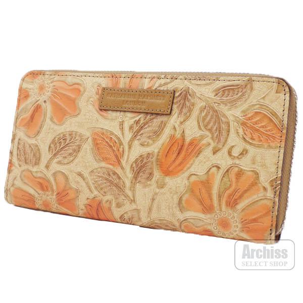 キャサリンハムネット 長財布 レディース ラウンドジップ ラウンドファスナー ベージュ オレンジ 花柄 エンボス ローザシリーズ 訳あり Khp265 42 S S Archiss 通販 Yahoo ショッピング
