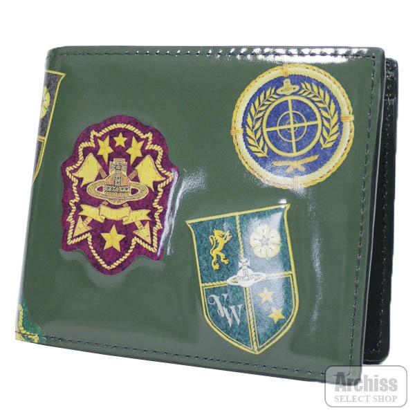 ヴィヴィアンウエストウッド 2折財布 二つ折り 二つ折財布 カーキ 光沢 レザー オーブ エンブレム 立体 プリント デザイン メンズ ギフト Vwk350 54 S Vwk350 54 Archiss 通販 Yahoo ショッピング