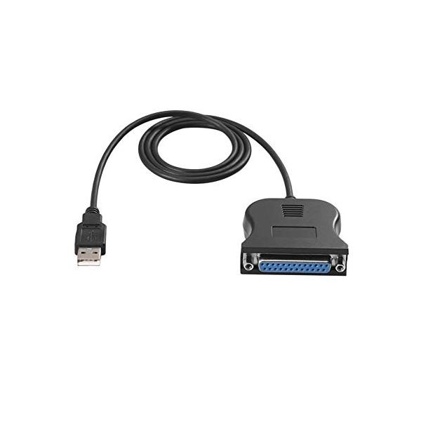 黒双方向パラレルインターフェース通信USB-25ピンDB25パラレルプリンターケーブルアダプターコードコンバーター