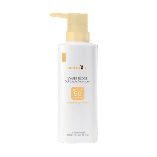 SUNBATH UVプロテクションジェル 400g SPF50+／PA++++ 品番：XI02 大容量 日焼け止めジェル 顔・体用 UVケア 紫外線対策 さらさら 保湿 夏 レジャー 海 プール