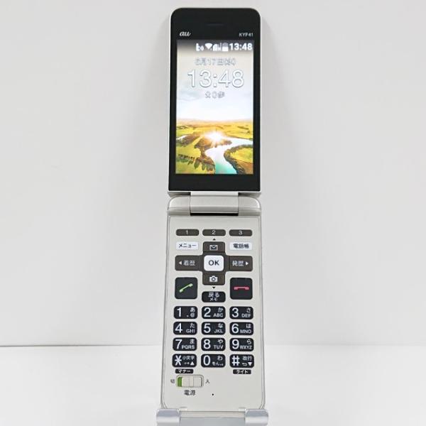 【美品】au かんたんケータイ KYF41 卓上ホルダ付 シャンパンゴールド かんたんケータイ KYF41 au シャンパンゴールド 送料無料 即決 本体
