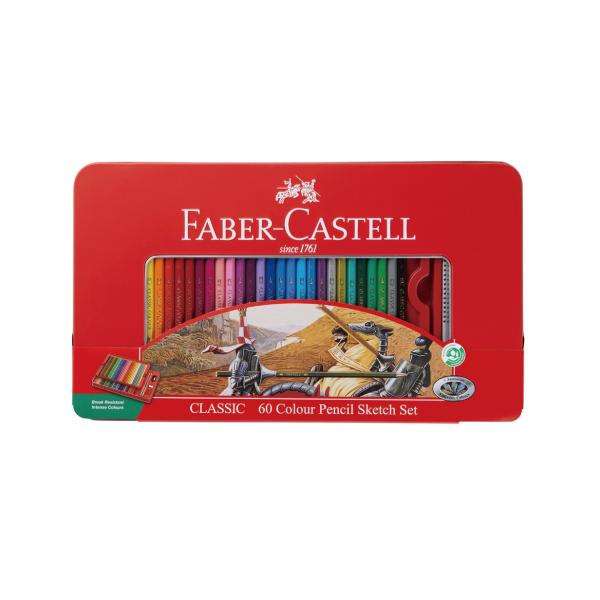 ファーバーカステル伝統の、クラシックな絵柄の缶に入った色鉛筆セットです。直径3.3mm の太さの芯は、SV 製法により芯が折れにくい構造になっています。また、軸部分には名前の書き込めるスペースがあるので、学校などでのご使用にも便利です。※商...