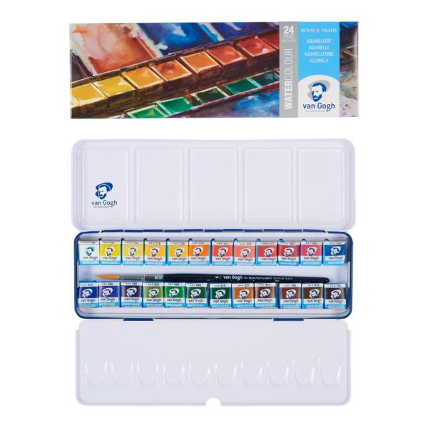 (未使用･未開封品)　ターレンス 固形水彩絵具 ヴァンゴッホ 24色金属ケース T.20M8624 ハーフパン sdt40b8 Amazon | ターレンス 固形水彩絵具 ヴァンゴッホ 12色セット