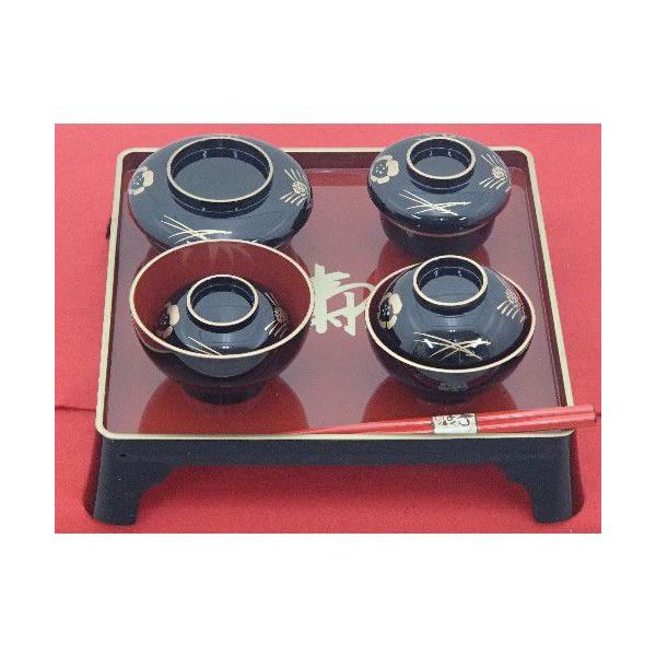 お食お盆サイズ：約W26×D26×H6cm黒内朱天金 松竹梅 表面塗装：ウレタン塗装 素地：ABS樹脂 日本製（山中塗） 