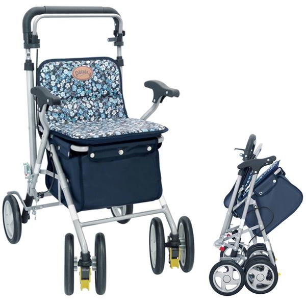 シルバーカー　島製作所　花柄 シルバーカー パレード 花柄紺 島製作所 : アークススクエア - 通販