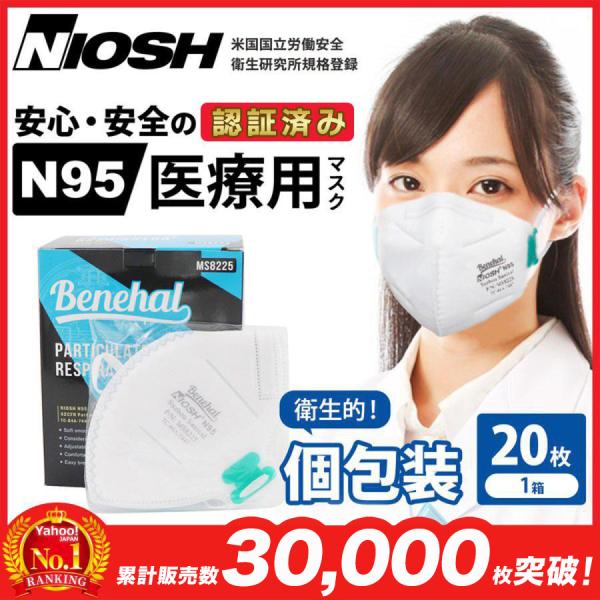 N95 マスク n95マスク 医療用 NIOSH 20枚 コロナ インフルエンザ 第8波 対策 感染対策