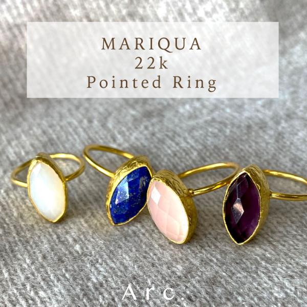 ★MARIQUA マリカ 天然石 ポインテッド リング 22金  ルビー フリー 指輪