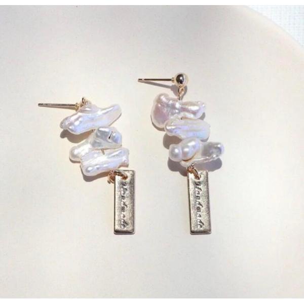 ★EDCメール便 mare マレ バロックパール ピアス 淡水パール ３連ピアス ピアス 大ぶり キャッチ パール フープ ゴールド かわいい
