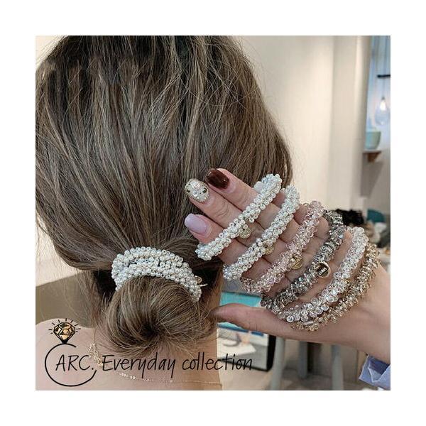★エブリディコレクション キラキラ ビーズ ヘアリング EDCヘアゴム ヘア アクセ  ヘアアレンジ 髪型 髪ゴム ヘップリング