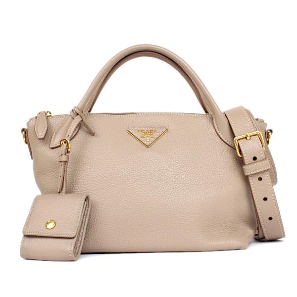 PRADA プラダ レザー ヴィッテロダイノ ベージュ ハンドバッグ  
