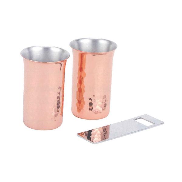 純銅鎚目一口ビール・栓抜き 3pcセット アサヒ CNE922 : 大工道具