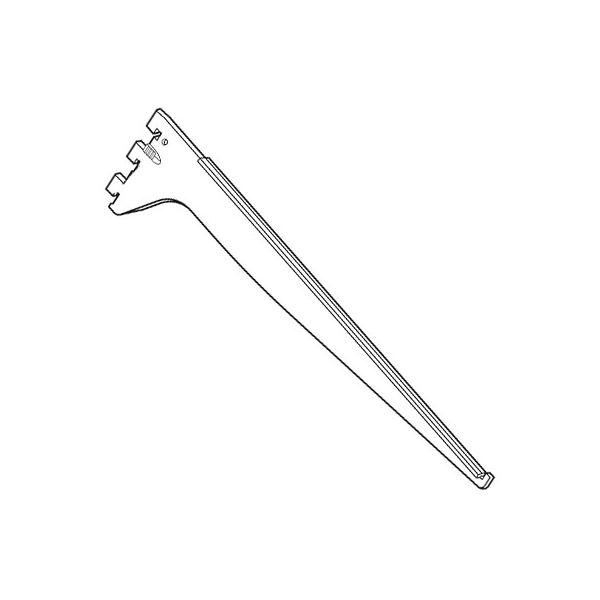 特徴スリット穴掛け式棚等設置システムの、ガラス棚専用腕金具(先端前ズレ防止構造付き)Rタイプブラケット仕様材質：スチール特殊鋼(2.6t)クッション材：EVA樹脂腕質金具のアップ角度：0.75度適合振れ止め：SLのみ寸0〜4対応自動ロック式...