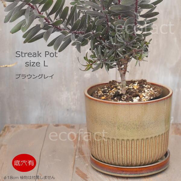 植木鉢 おしゃれ 陶器鉢 フラワーポット ミニポット 底穴あり Streak L