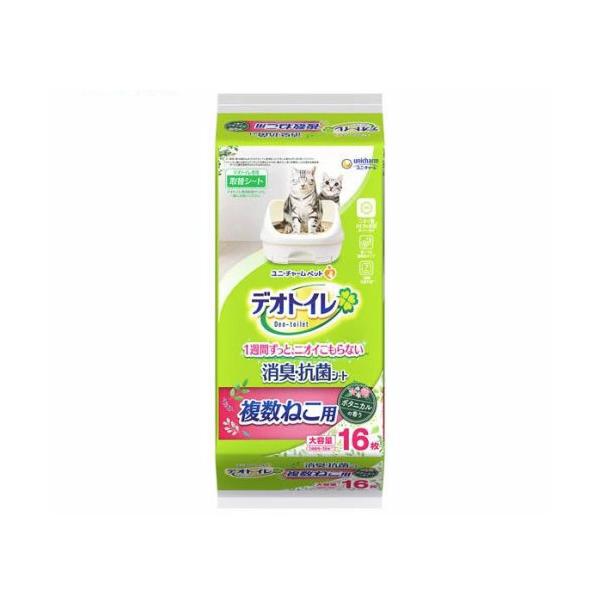 （わけあり）ユニ・チャームペット デオトイレ 複数ねこ用 ふんわり香る消臭・抗菌シート ボタニカルの香り(16枚) 4520699052891　パッケージ不良