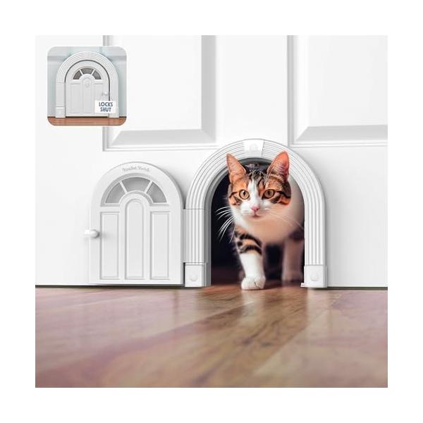 ◇本商品は海外からのお取り寄せ商品です。そのため、お届けまで2〜3週間程度お時間をいただいております。【特許取得済み！あなたの猫にプライバシーを】Meow Manorのキャットドアは、あなたの猫にとっての安全な隠れ家への魔法の入口です！室内...