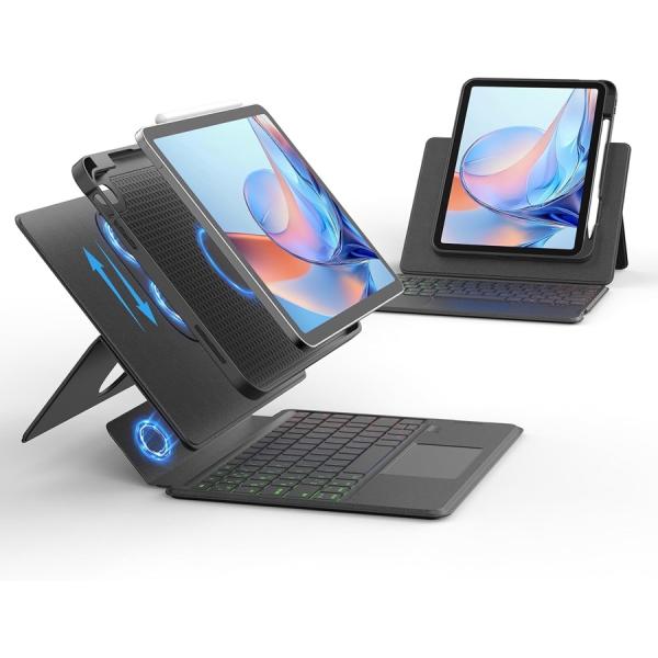 互換品 iPad A16 第11世代 第10世代 キーボードケース JIS日本語配列 360度回転 高さ調整 トラックパッド 縦横置き