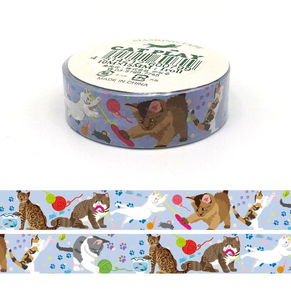 マスキングテープ　アニメ　猫　マステ まみれ ねこ 15mm マスキングテープ / 可愛い 猫 ネコ マステ