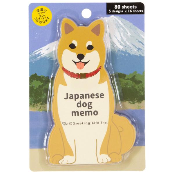ダイカット アニマルメモ ジャパニーズドッグ 80枚入 / 柴犬 5柄 メモ帳 グリーティングライフ