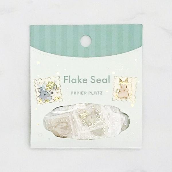 もりやましなこ うさぎと花の切手 フレークシール 54ピース入 / ウサギ