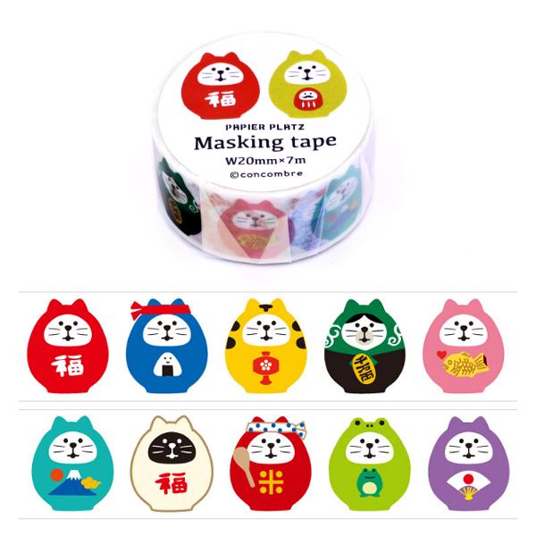 コンコンブル 福猫だるま 20mm マスキングテープ / concombre マステ