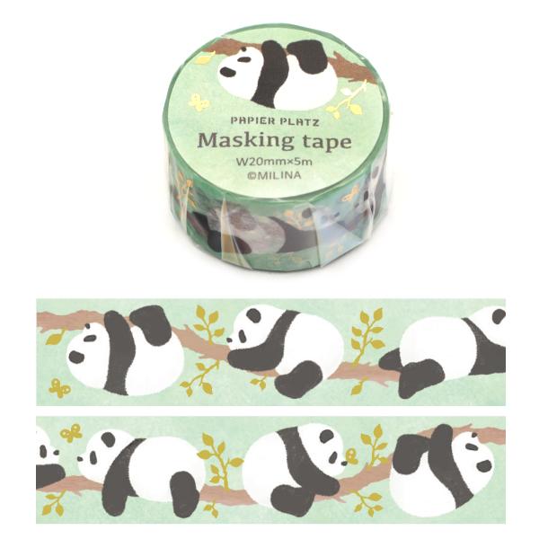 MILINA LOVE パンダ 20mm マスキングテープ / 箔押し マステ